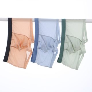 Quần lót boxer vải lụa lạnh siêu mỏng trong suốt thiết kế cá tính cho nam