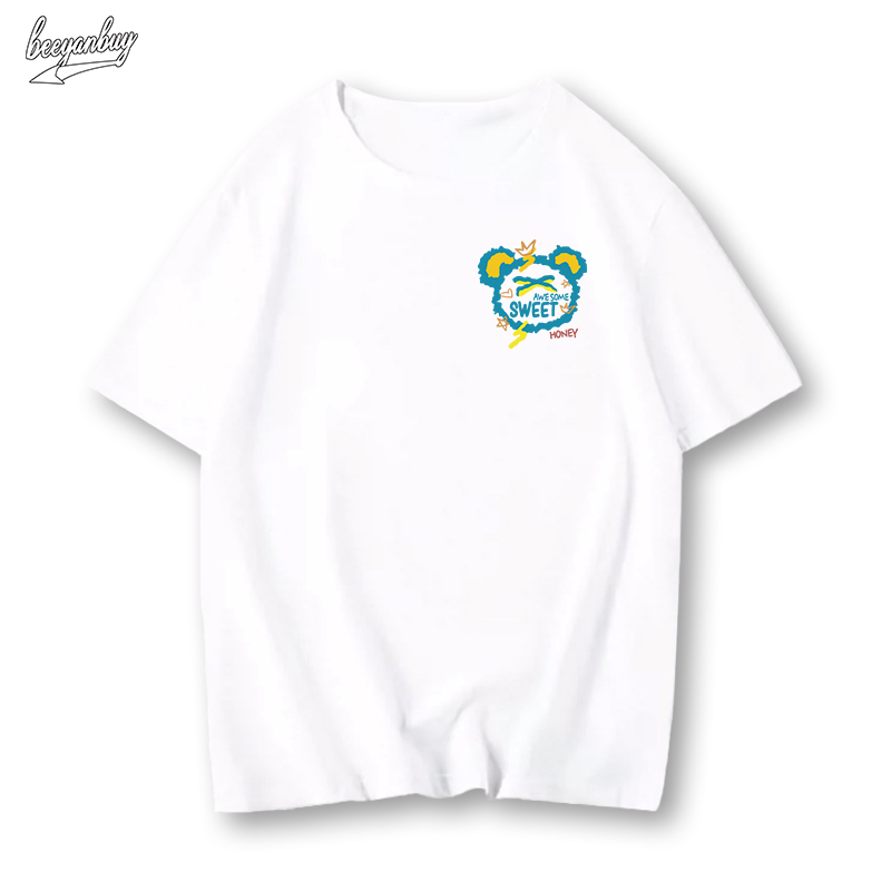 Áo thun nam BEEYANBUY Y0483 100% cotton trắng basic tay ngắn thời trang unisex ulzzang
