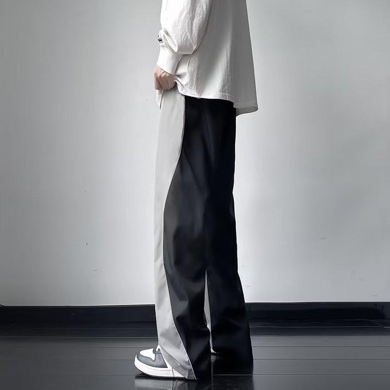 Quần Dài Ống Loe Phối Màu Tương Phản Phong Cách Âu Mỹ Thời Trang Cho Nam