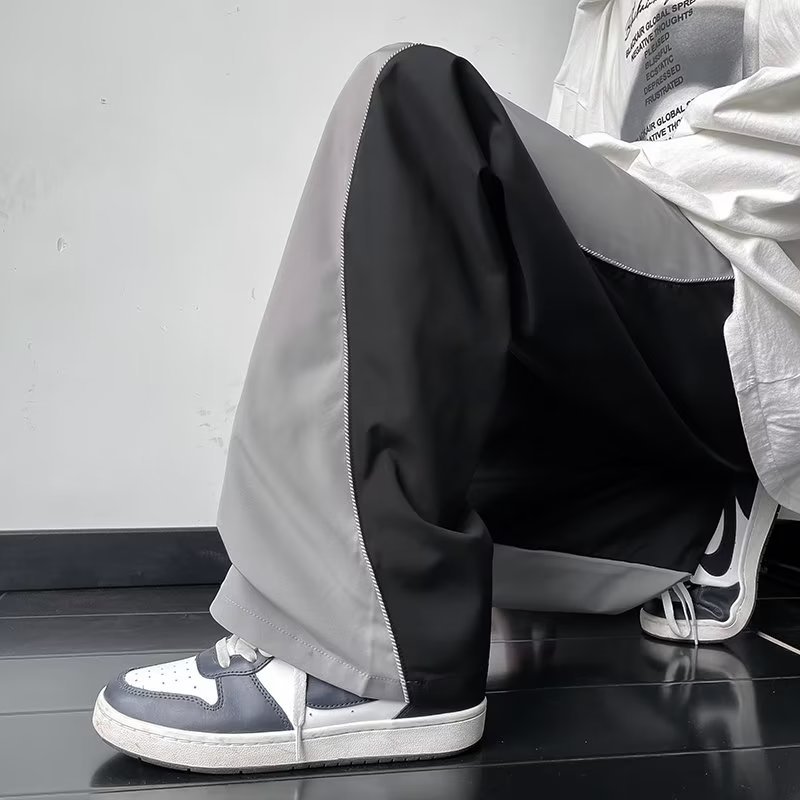 Quần Dài Ống Loe Phối Màu Tương Phản Phong Cách Âu Mỹ Thời Trang Cho Nam