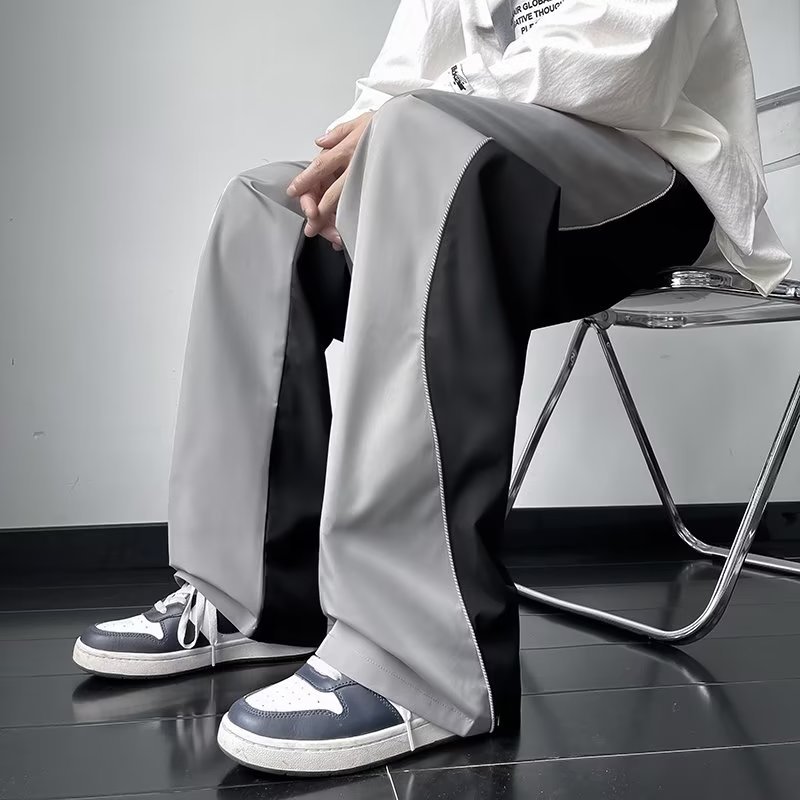 Quần Dài Ống Loe Phối Màu Tương Phản Phong Cách Âu Mỹ Thời Trang Cho Nam