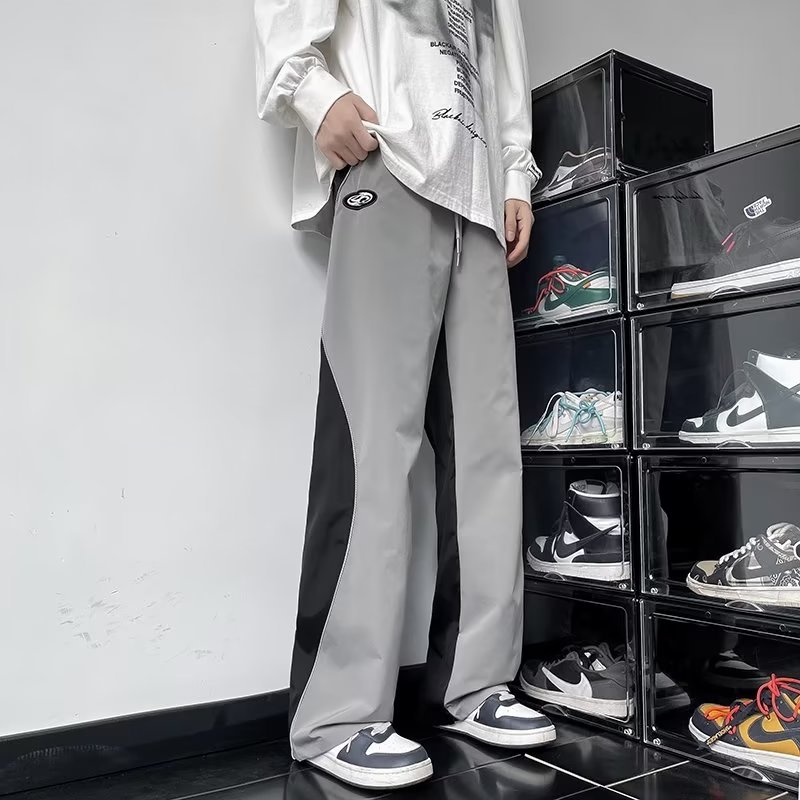 Quần Dài Ống Loe Phối Màu Tương Phản Phong Cách Âu Mỹ Thời Trang Cho Nam