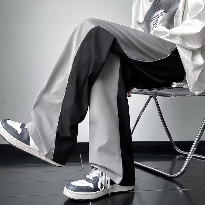 Quần Dài Ống Loe Phối Màu Tương Phản Phong Cách Âu Mỹ Thời Trang Cho Nam