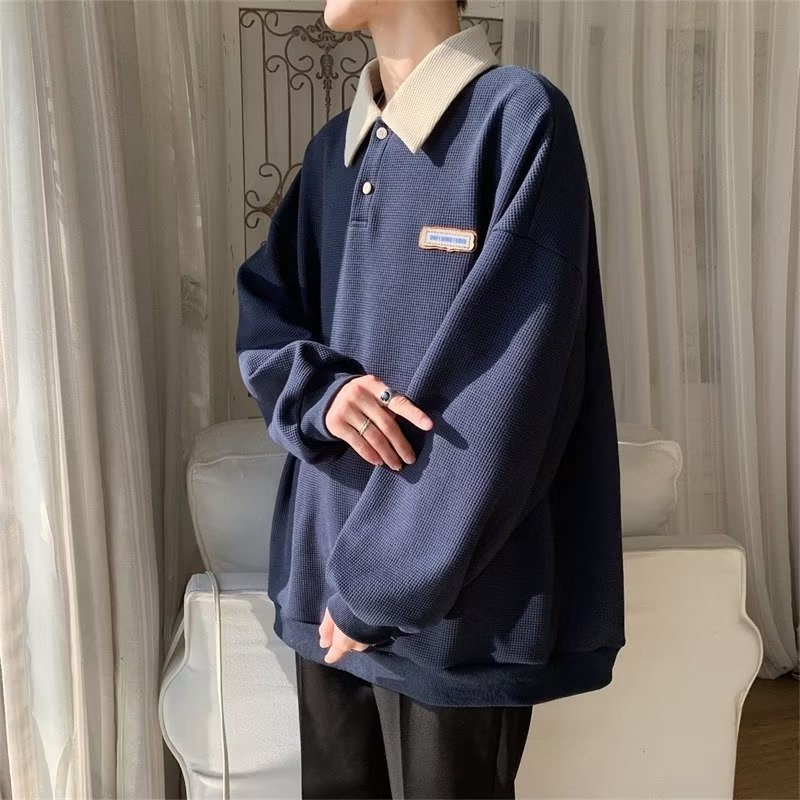 Áo sweater polo Dáng Rộng Phong Cách Hàn Quốc Thời Trang Mùa Thu Cho Nam