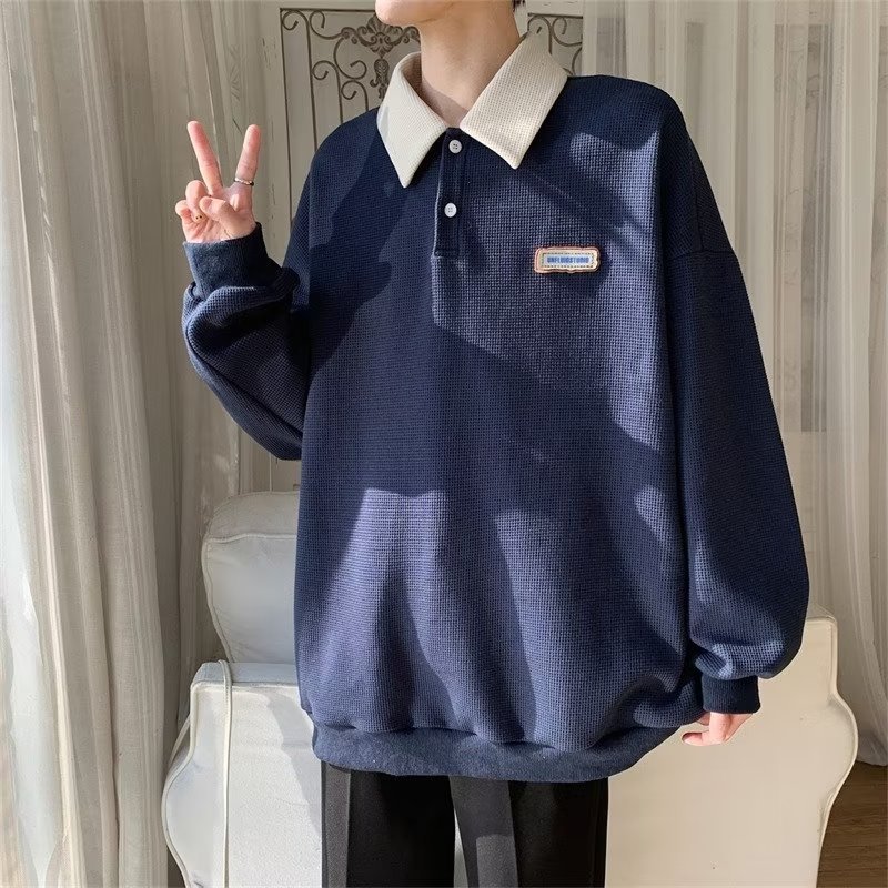 Áo sweater polo Dáng Rộng Phong Cách Hàn Quốc Thời Trang Mùa Thu Cho Nam