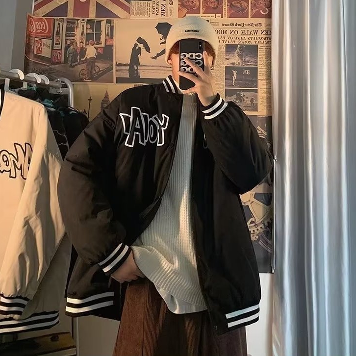 Áo Khoác Bóng Chày Dáng Rộng Phong Cách Đường Phố Nhật Bản Thời Trang Mùa Thu Cho Nam Phù Hợp