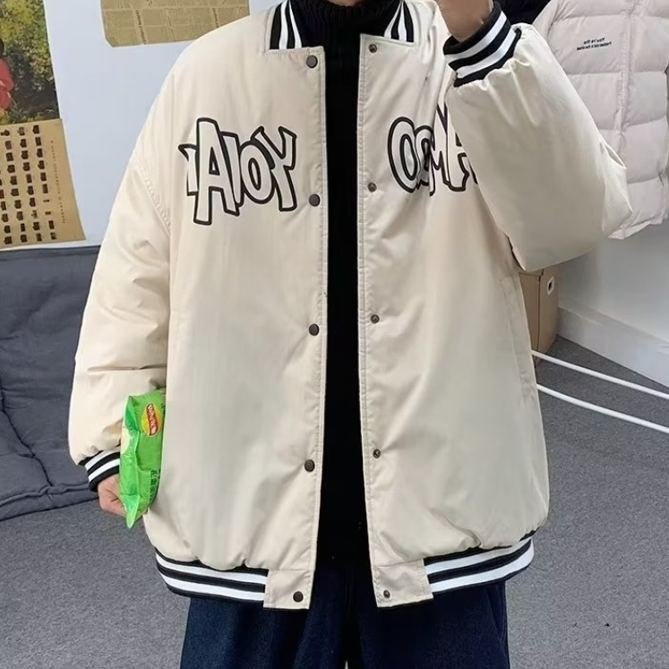 Áo Khoác Bóng Chày Dáng Rộng Phong Cách Đường Phố Nhật Bản Thời Trang Mùa Thu Cho Nam Phù Hợp