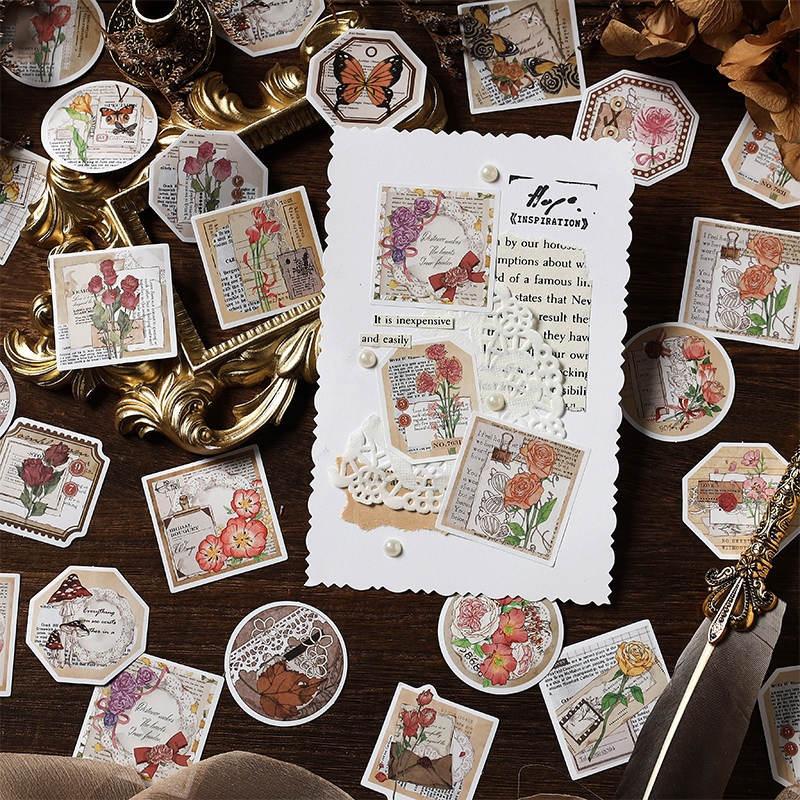 Bộ 46 Miếng Dán Hoa Nhiều Màu Sắc Trang Trí album Nhật Ký c7095