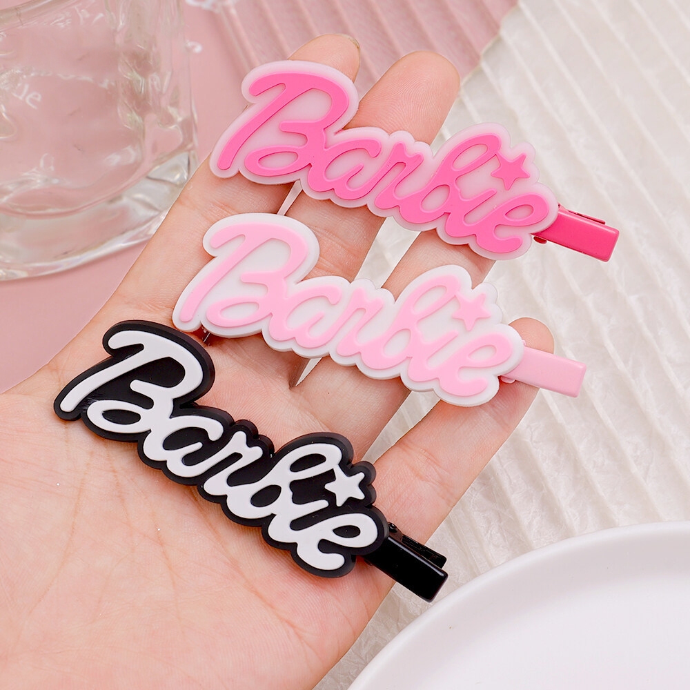 Dễ Thương Kẹp Tóc Lông Nhung Hình Chữ Cái Công Chúa barbie Màu Hồng Xinh Xắn Cho Nữ
