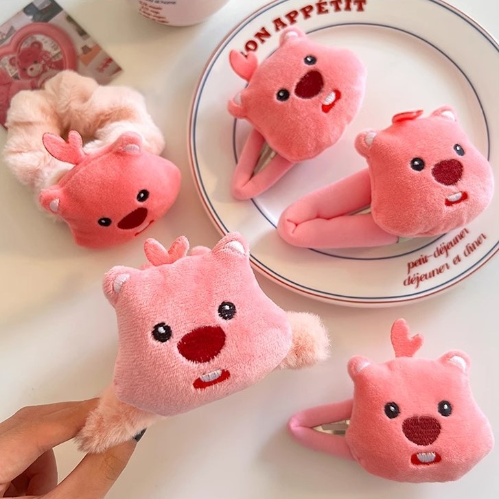 Dễ Thương Kẹp Tóc Lông Nhung Màu Hồng Hoạt Hình Xinh Xắn Dành Cho Nữ