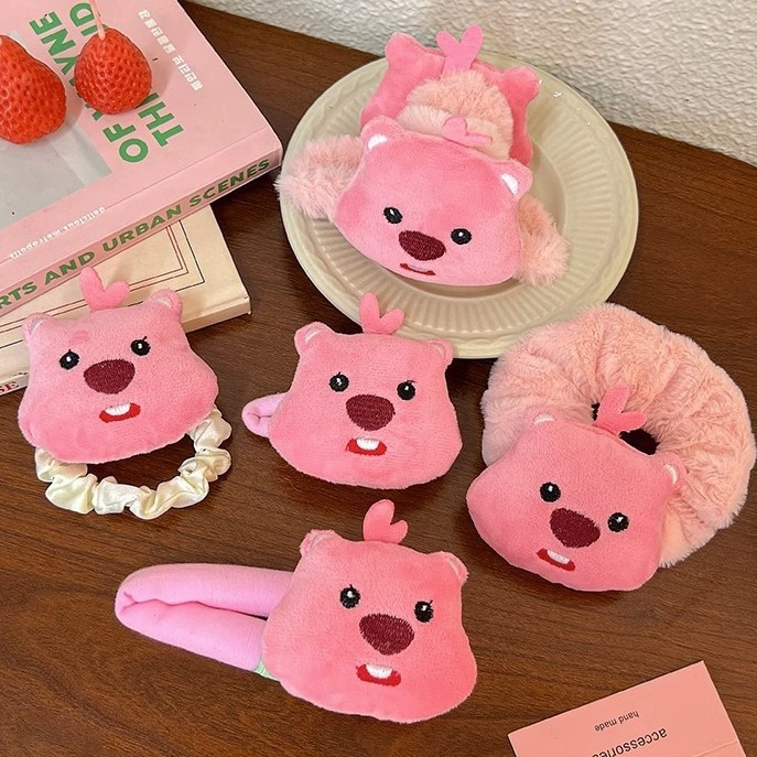 Dễ Thương Kẹp Tóc Lông Nhung Màu Hồng Hoạt Hình Xinh Xắn Dành Cho Nữ