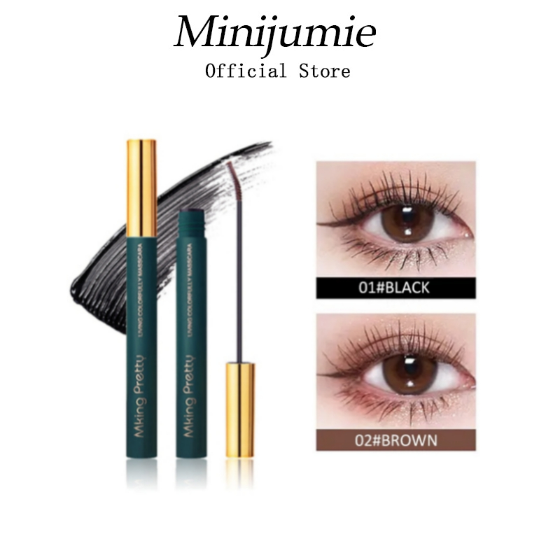 Minijumie Mascara Mking màu đen/nâu siêu mịn chống thấm nước không nhòe chuốt dày và cong mi tự nhiên