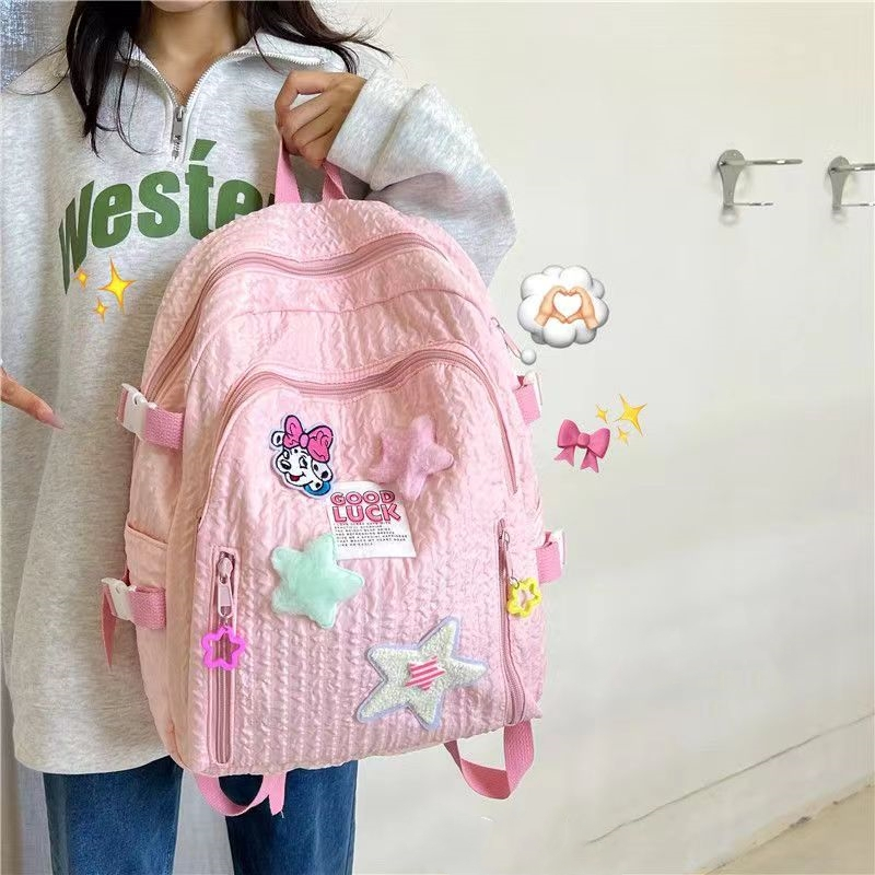 Ba Lô Màu Trơn Dễ Thương Phong Cách Hàn Quốc Cho Nữ