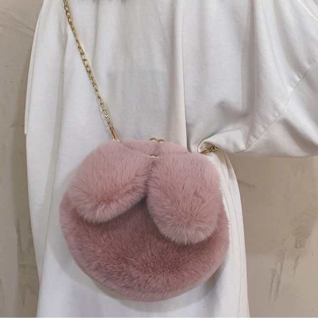 🔥11 Màu🔥Túi Xách Lông Nữ Của Phụ Sang Trọng 💖Túi Vải Lông Hình Tai Thỏ Mới,Túi Đeo Lông Nhung Dễ Thương,Túi Đeo Chéo Hình Tai Thỏ Lông Xù 2023 TTF542