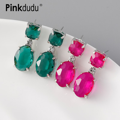 Khuyên tai Pinkdudu PD1651 dáng thả phối đá pha lê thời trang sang trọng