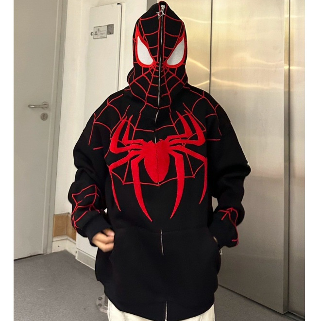🔥Siêu Hottrend 🔥Áo Hoodie Người Nhện cardigan Thêu Họa Áo Khoác zip Tiết Người Nhện Phong Cách Mỹ Cá Tính Cho Nam Nữ