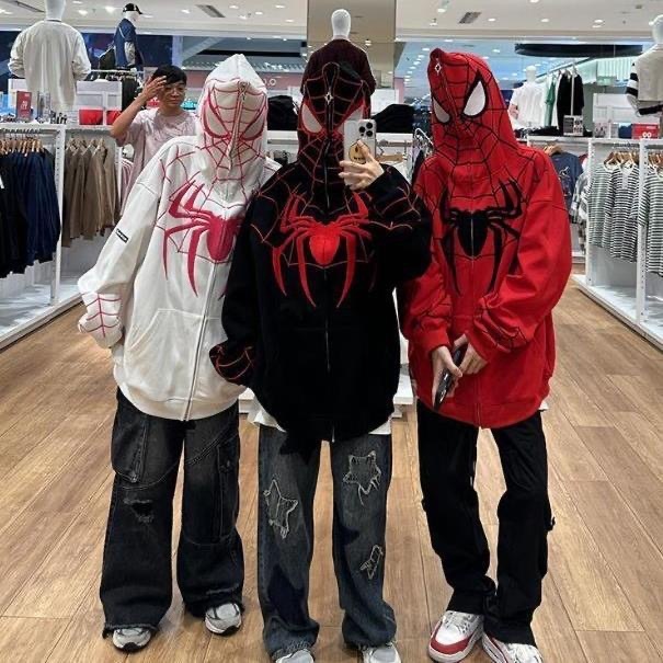 🔥Siêu Hottrend 🔥Áo Hoodie Người Nhện cardigan Thêu Họa Áo Khoác zip Tiết Người Nhện Phong Cách Mỹ Cá Tính Cho Nam Nữ