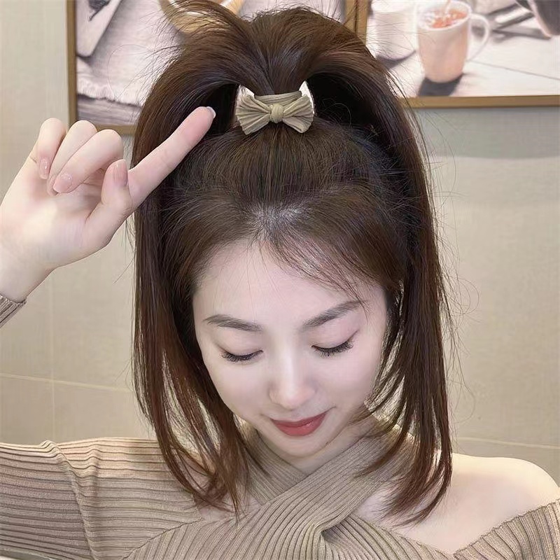 Dây Buộc Tóc Đuôi Ngựa Co Giãn Màu Đen Không Đường May Cho Nữ