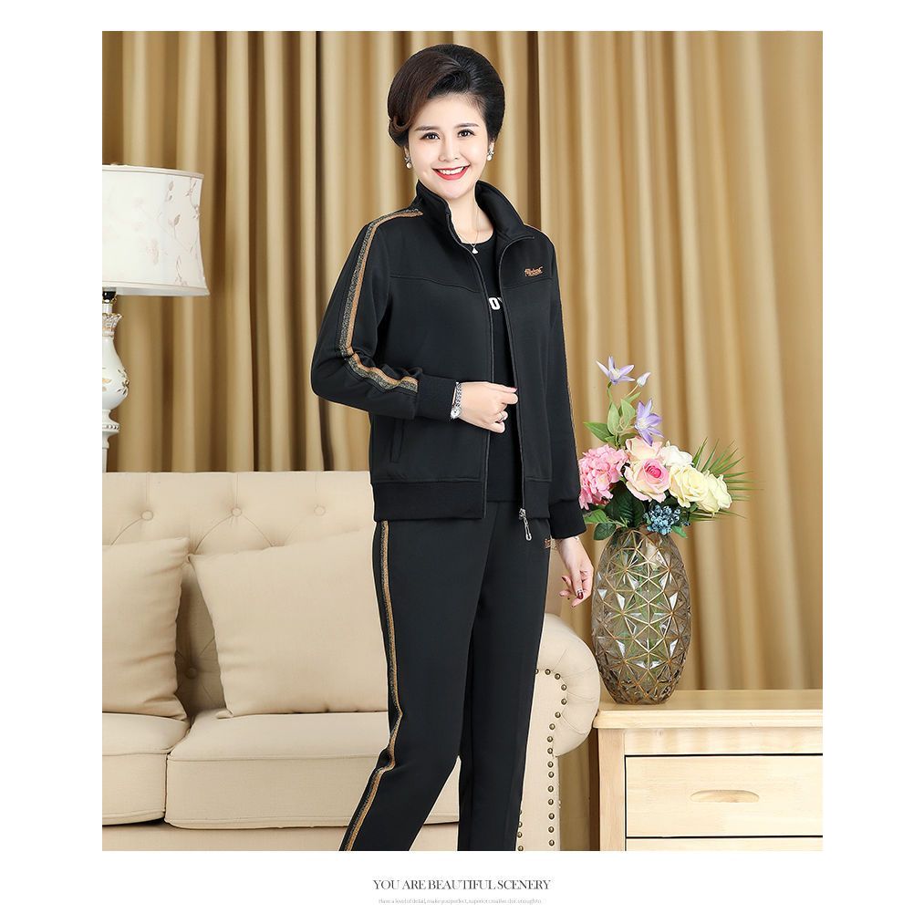 Bộ Quần Áo Nỉ Cao Cấp Giữ Ấm Mùa Đông Phong Cách Mới Dành Cho Phụ Nữ Trung Niên