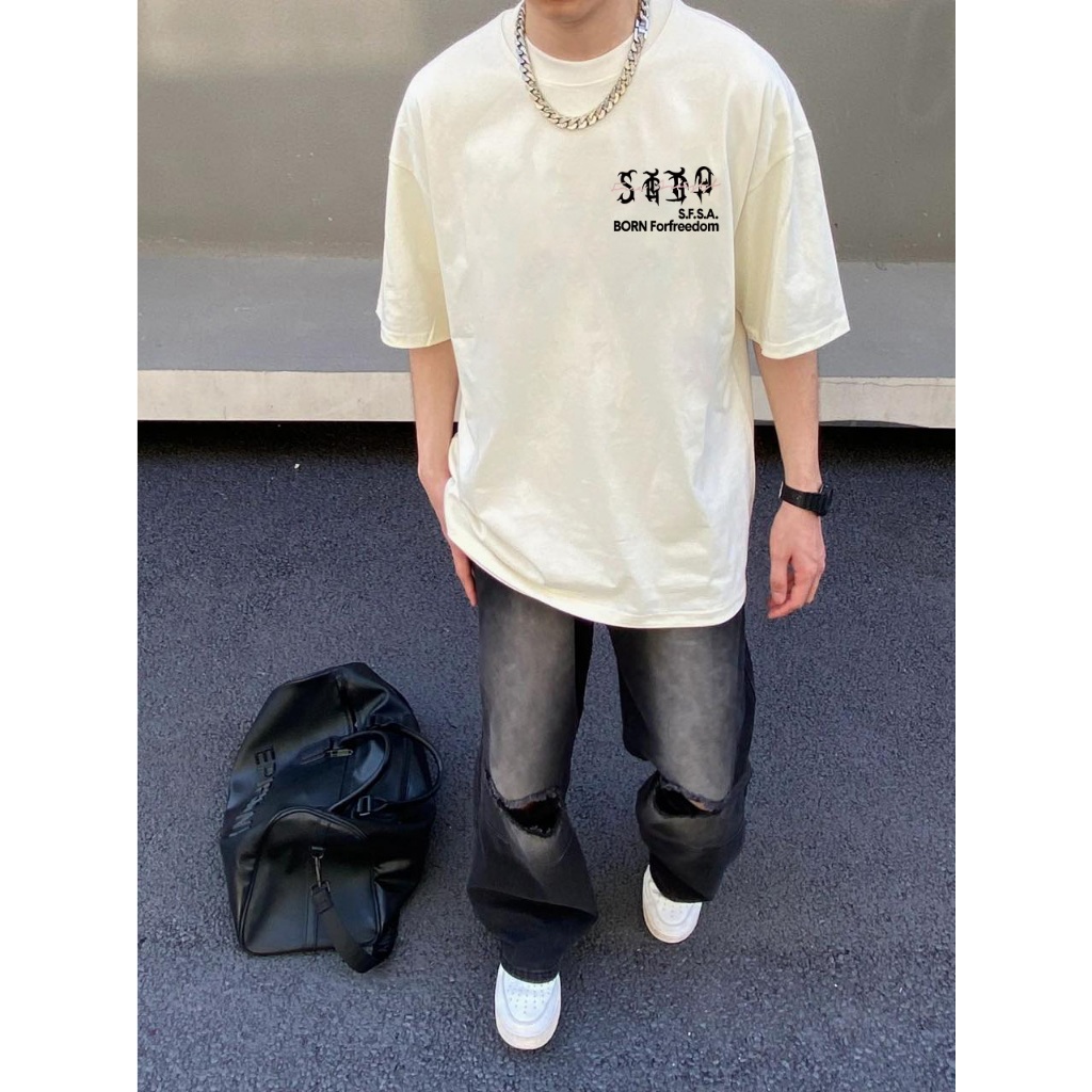 Áo Thun cotton Tay Ngắn Dáng Rộng In Hình Quả Lê Thời Trang hip hop