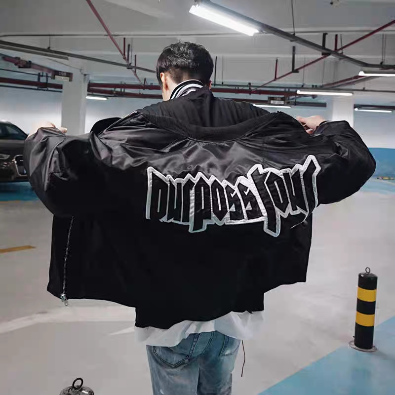 Áo Khoác Bóng Chày Dáng Rộng Thêu Chữ Phong Cách Đường Phố Mỹ Cho Nam