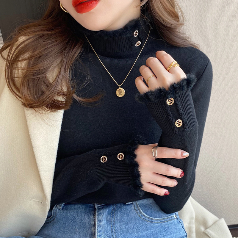 YAYUAN Áo len dài tay nữ dày lót | BigBuy360 - bigbuy360.vn