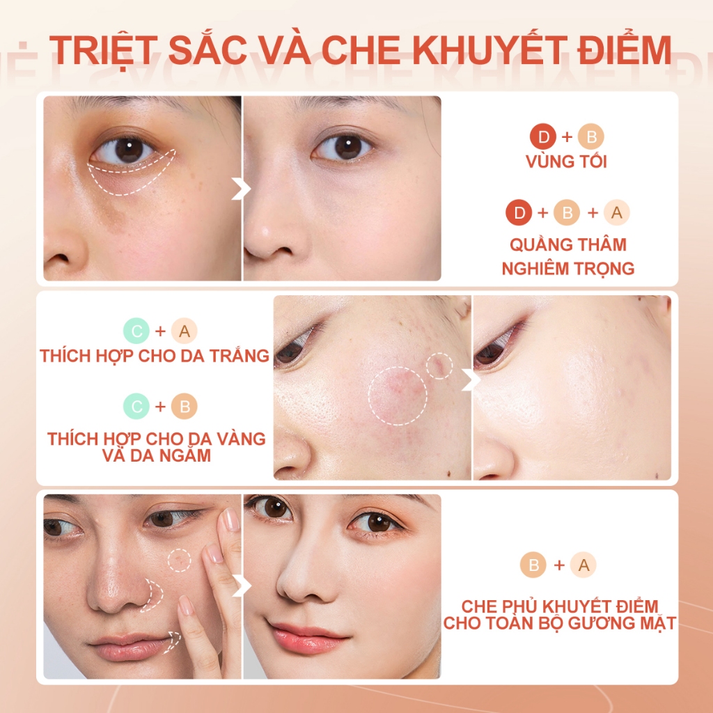 Bảng kem che khuyết điểm SACE LADY 5.6g chống thấm nước giúp hiệu chỉnh màu da