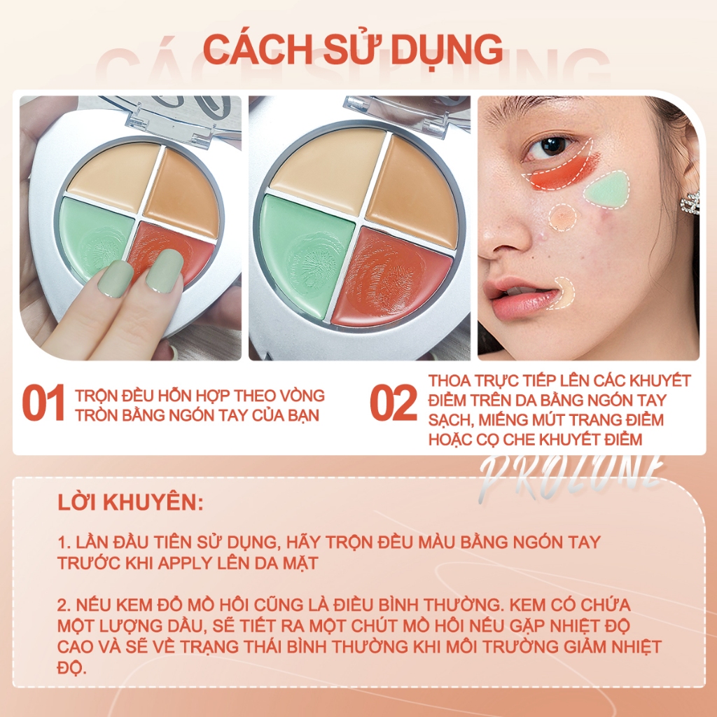 Bảng kem che khuyết điểm SACE LADY 5.6g chống thấm nước giúp hiệu chỉnh màu da