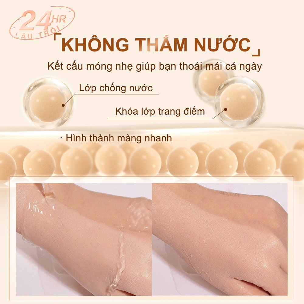 Kem nền che phủ khuyết điểm dạng lỏng SACE LADY kiềm dầu chống thấm nước tạo hiệu ứng mịn lì trang điểm cho mặt 20g