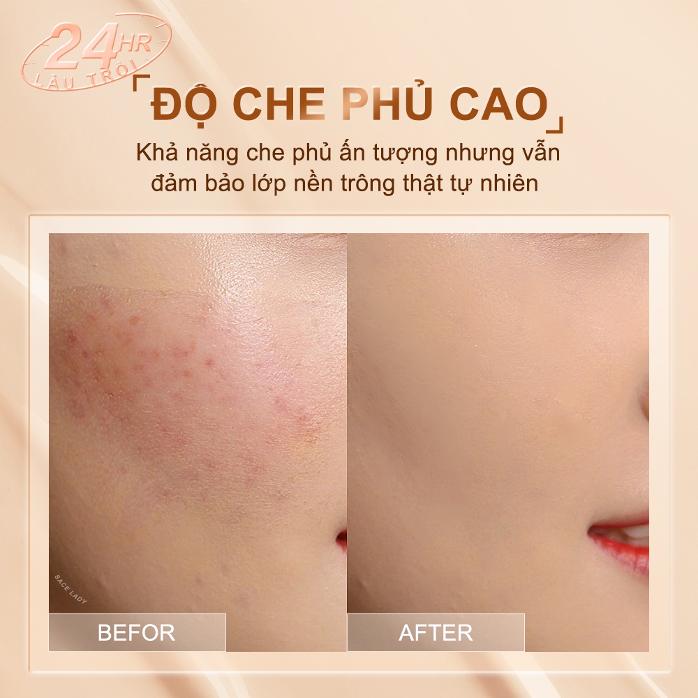 Kem nền che phủ khuyết điểm dạng lỏng SACE LADY kiềm dầu chống thấm nước tạo hiệu ứng mịn lì trang điểm cho mặt 20g