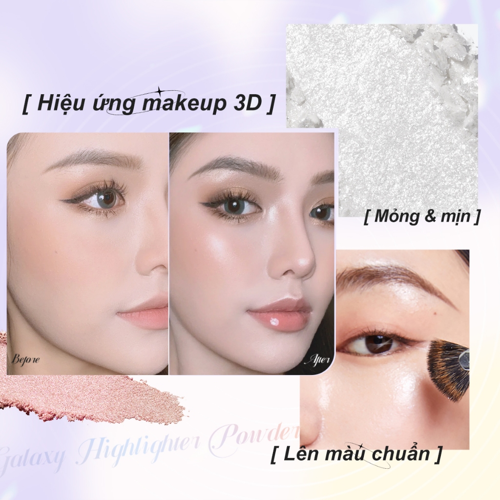 Phấn bắt sáng SACE LADY mỏng nhẹ tạo hiệu ứng 3D lên màu chuẩn trang điểm cho mặt