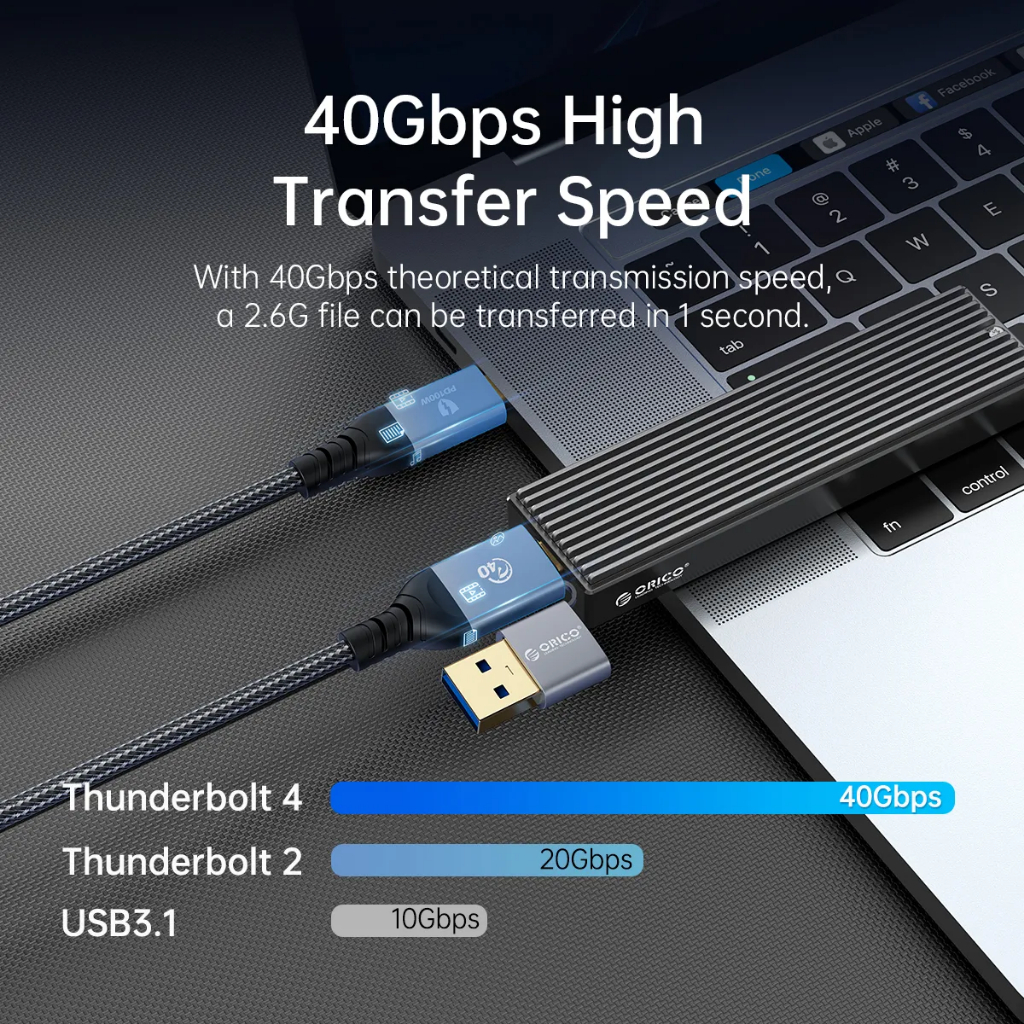 Orico Dây Cáp Sạc Nhanh 2 Trong 1 40gbps usb c pd100w 8k @ 60hz hd usb 3.0 Sang usb c Cho macbook iphone15 samsung ps4