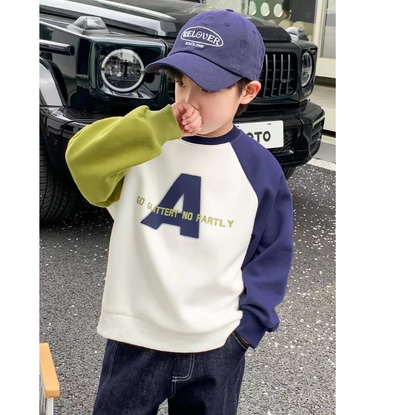 Áo Nỉ Dài Tay Form Rộng Thời Trang Năng Động Cho Bé Trai