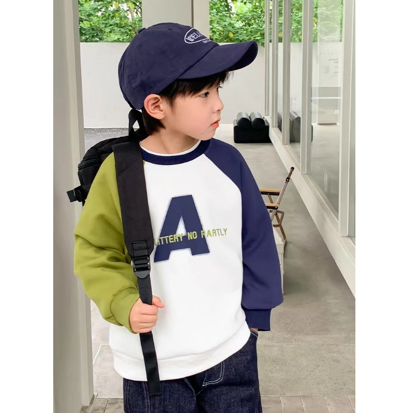 Áo Nỉ Dài Tay Form Rộng Thời Trang Năng Động Cho Bé Trai