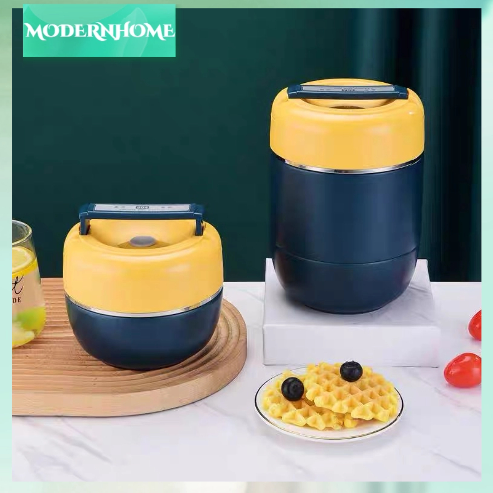 ModernHome Hộp cơm giữ nhiệt bằng thép không gỉ 0 8L đựng cách 2 lớp Bình thức ăn chân