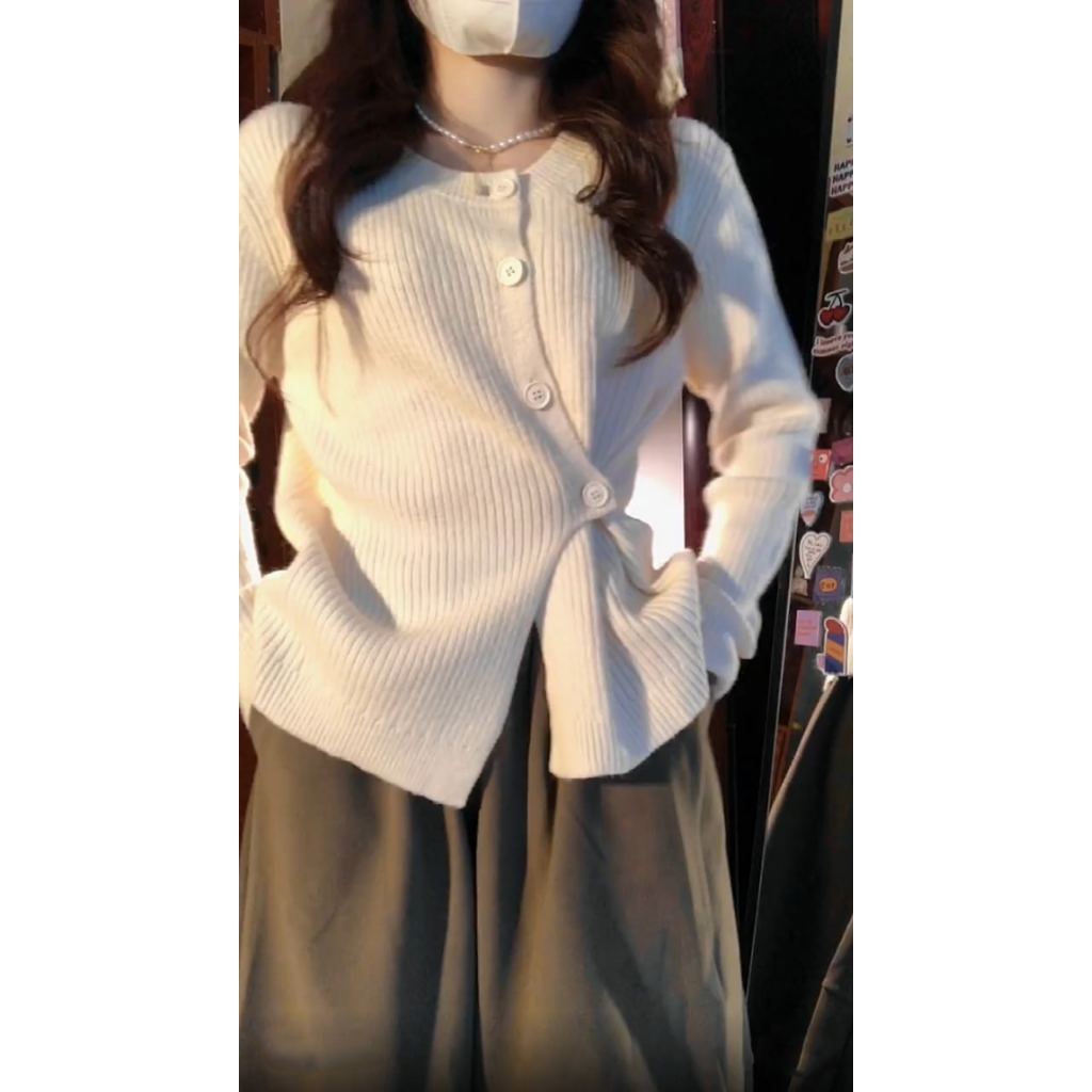 Áo cardigan Dệt Kim Tay Dài Chiết Eo Thời Trang Cho Nữ