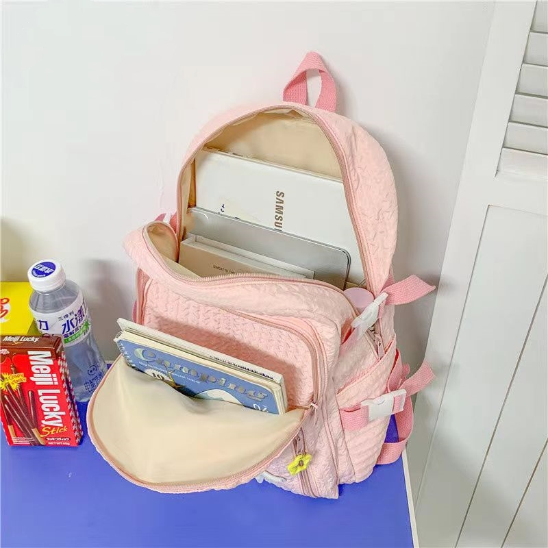 Ba Lô Màu Trơn Dễ Thương Phong Cách Hàn Quốc Cho Nữ