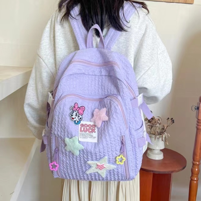 Ba Lô Màu Trơn Dễ Thương Phong Cách Hàn Quốc Cho Nữ