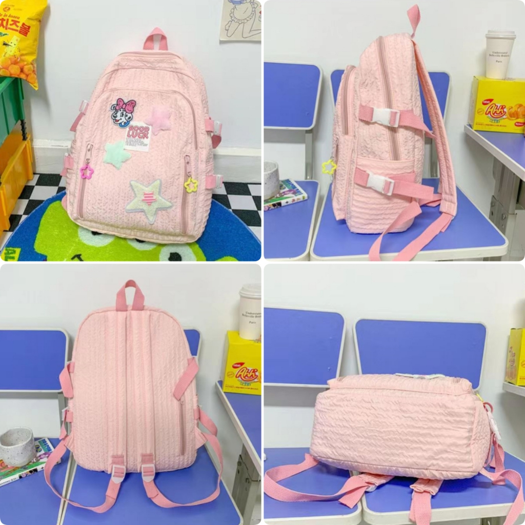 Ba Lô Màu Trơn Dễ Thương Phong Cách Hàn Quốc Cho Nữ