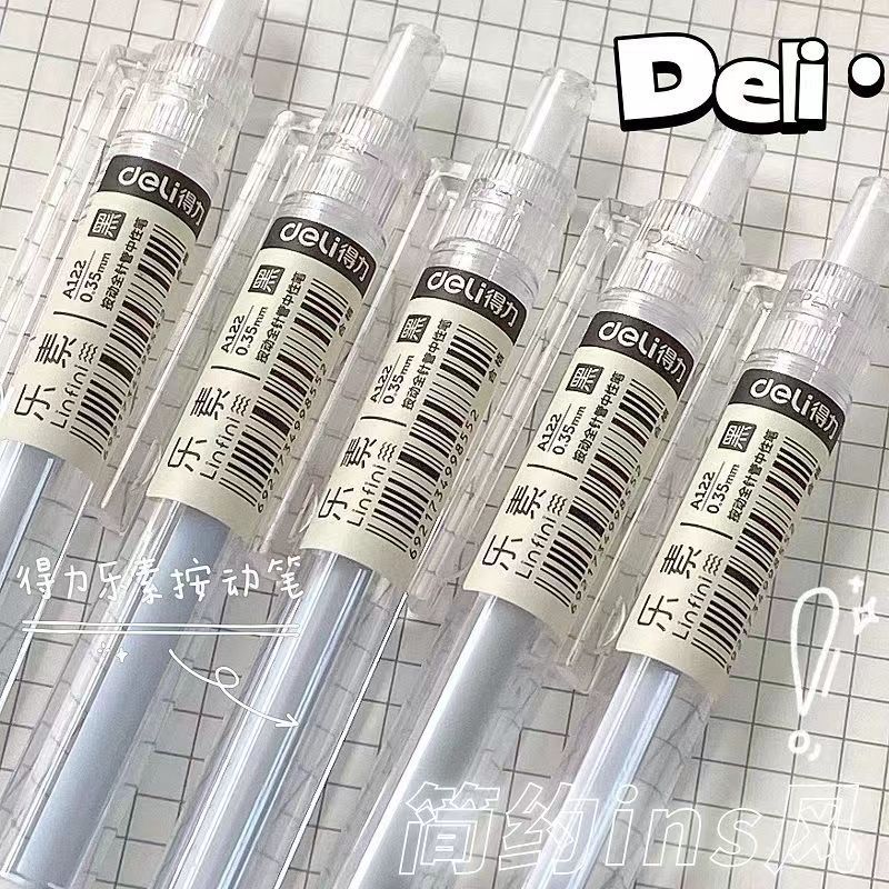 Deli bút trong suốt 0,35mm mực đen bút gel học sinh viết văn phòng phẩm A122  A115
