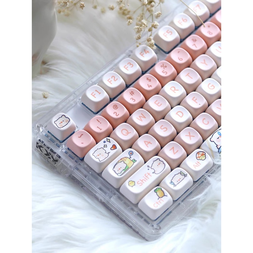 Bàn Phím Cơ 140 Phím Hình Vuông Màu Hồng Xinh Xắn