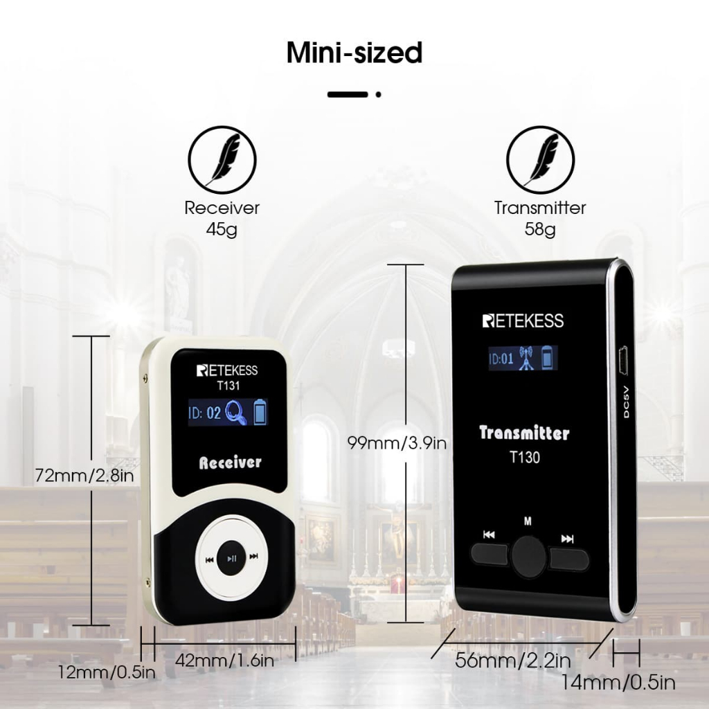 Retekess Bộ Thu Phát Tín Hiệu Không Dây t130 lavalier 99 Kênh Cho Tòa Án