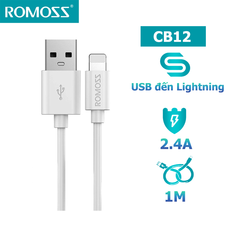 Cáp sạc nhanh ROMOSS CB12 1m 2.4a 8 pin