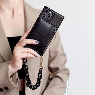Dây Kéo Vuông Ví Vòng Tay Dây Xích Dành Cho iPhone 16 15 Pro Max 11 12 13 14 Pro Max XS XR 7 Plus Da Sang Trọng Khe Cắm Thẻ Từ Điện Thoại Ốp Lưng Chống Sốc