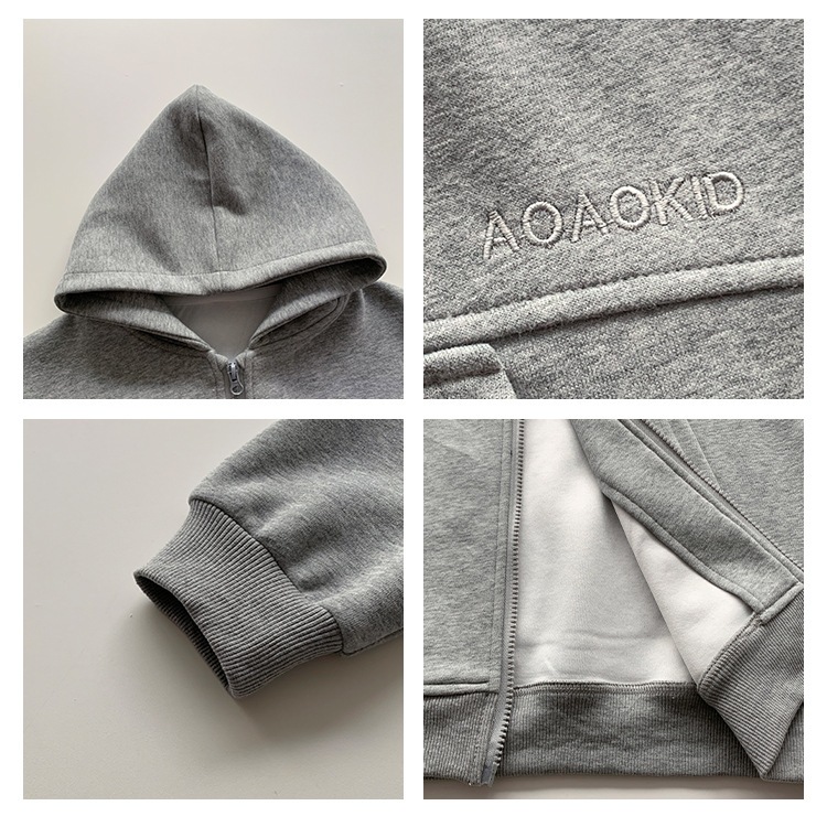 Áo Khoác Hoodie Màu Sắc Đơn Giản Thêu Chữ Thời Trang Cho Bé Trai