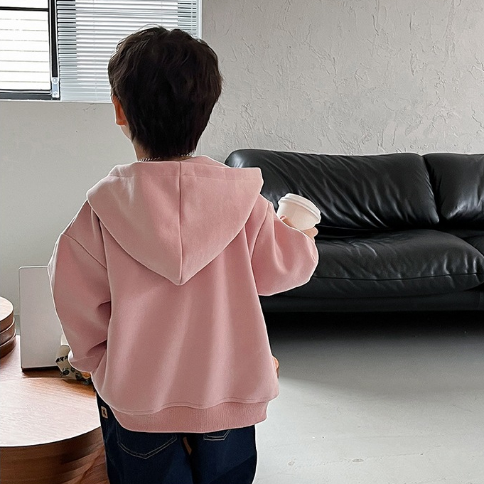 Áo Khoác Hoodie Màu Sắc Đơn Giản Thêu Chữ Thời Trang Cho Bé Trai