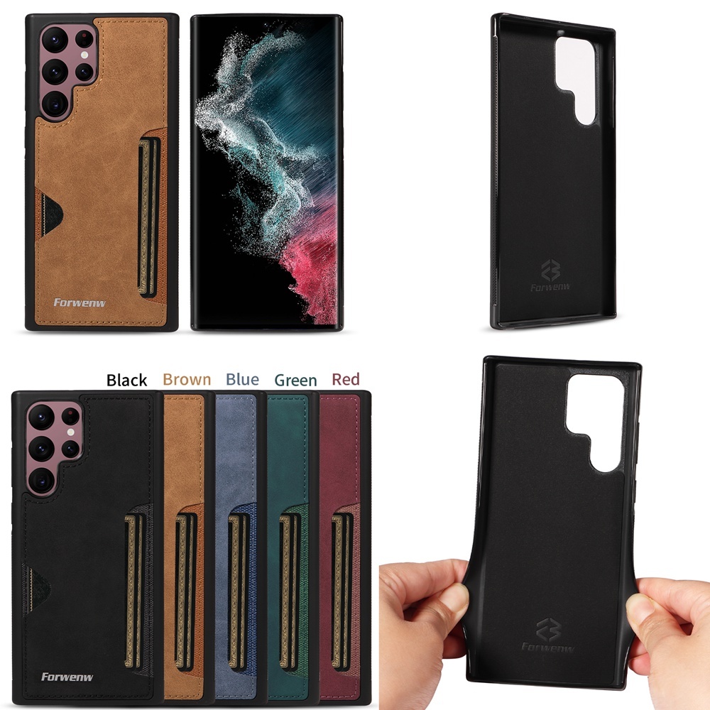 Bao Da Điện Thoại Màu Trơn Có Ngăn Đựng Thẻ Cho samsung galaxy s23 note 20 ultra s23 plus s23 fe Ốp