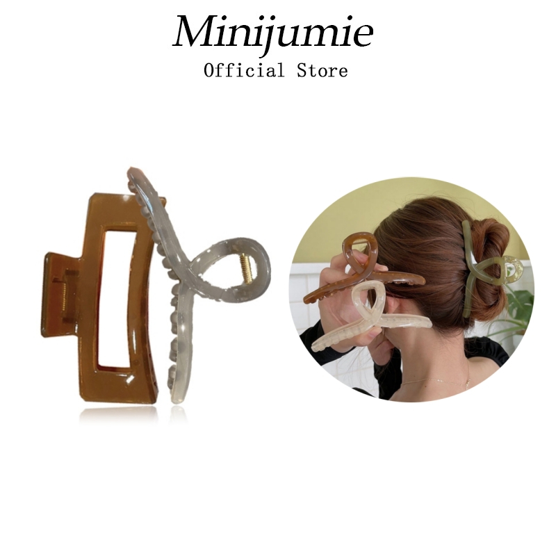 Minijumie Kẹp tóc càng cua 10 răng 13 răng mặt nhám cỡ lớn dễ thương phong cách Hàn Quốc cho nữ