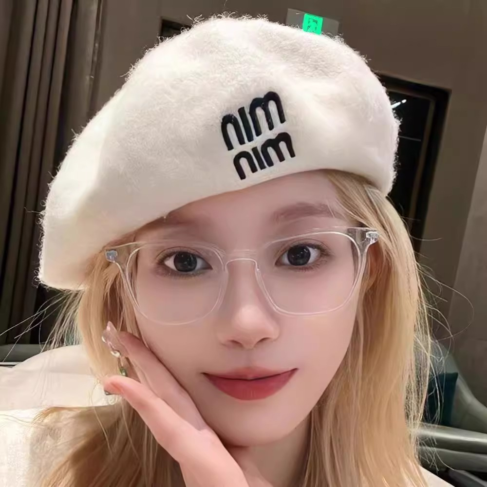 Mũ beret Len Thêu Phong Cách Thời Trang Thu Đông Hàn Quốc Mới Cho Nữ