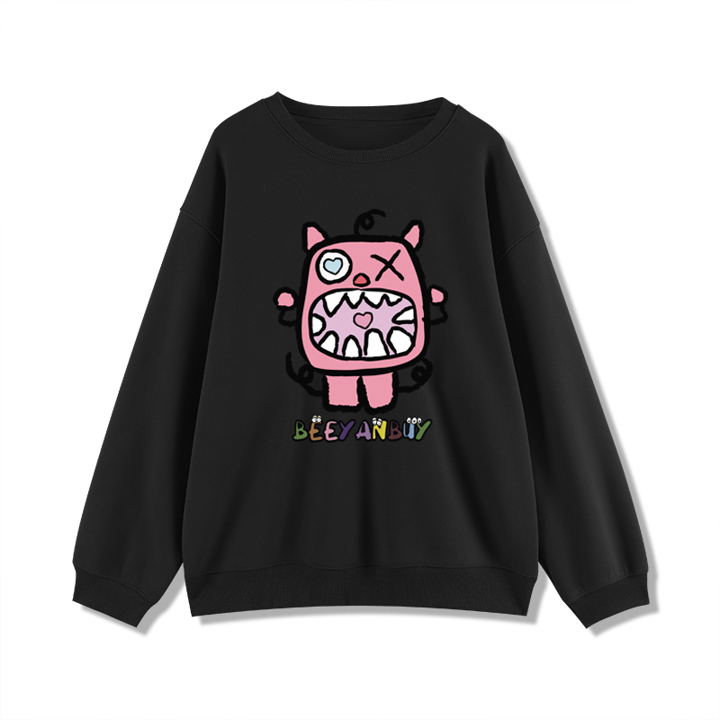 Áo sweater Cổ Tròn Tay Dài Dáng Rộng Màu Hồng Thời Trang retro